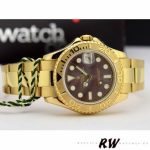 Rolex Yacht Master 169628 Yellow Gold Black MOP Dial 29MM Lady Replica Watch - Image 4