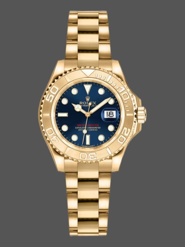 Rolex Yacht Master 169628 Yellow Gold Blue Dial 29MM Lady Replica Watch - Image 1