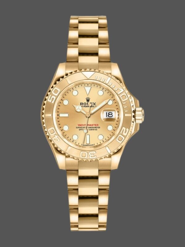 Rolex Yacht Master 169628 Yellow Gold Champagne Dial 29mm Lady Replica Watch - Image 1