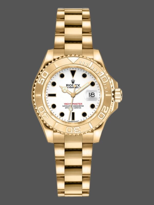 Rolex Yacht Master 169628 Yellow Gold White Dial 29MM Lady Replica Watch - Image 1