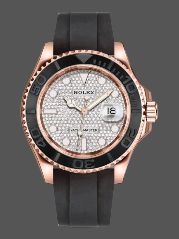 Rolex Yacht Master II 126655 Diamond Pave Dial Rose Gold 40mm Mens Replica Watch - Image 1