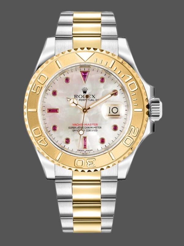 Rolex Yachtmaster 16623 Steel Yellow Gold White MOP Dial 40MM Mens Replica Watch - Image 1