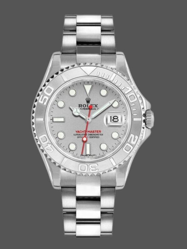 Rolex Yachtmaster 168622 Platinum Stainless Steel Silver Dial 35mm Unisex Replica Watch - Image 1